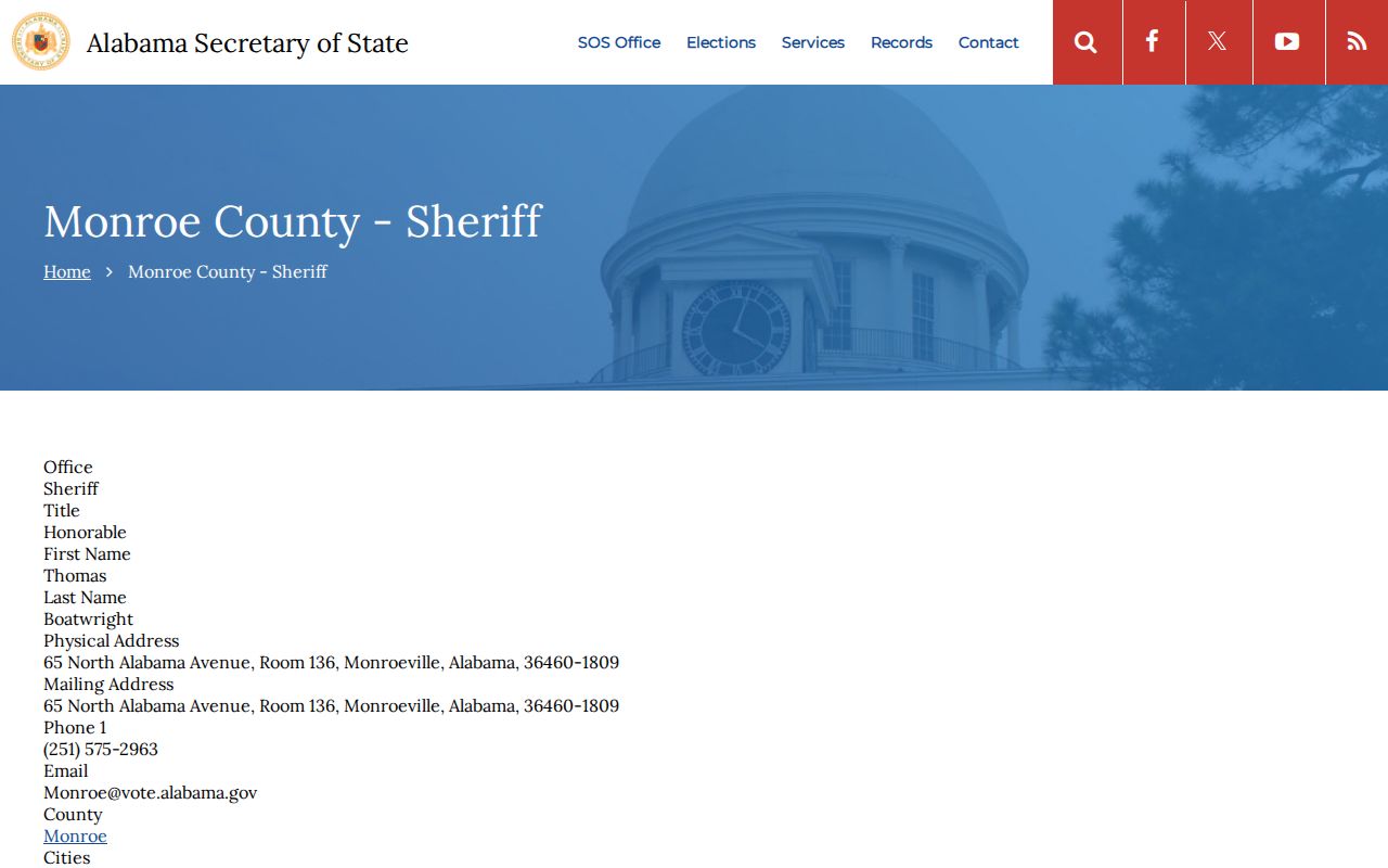 Monroe County Sheriff's Office release records directory entry